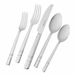 Best Pirce 😍 Henckels Madison Square (polished) 65-pc Flatware Set, 18/10 Stainless Steel 🔔