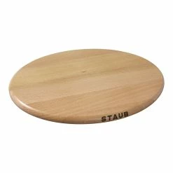 Brand new ⌛ Staub Cast Iron - Accessories 11.25 inch, oval, Magnetic Wood Trivet, brown 🧨